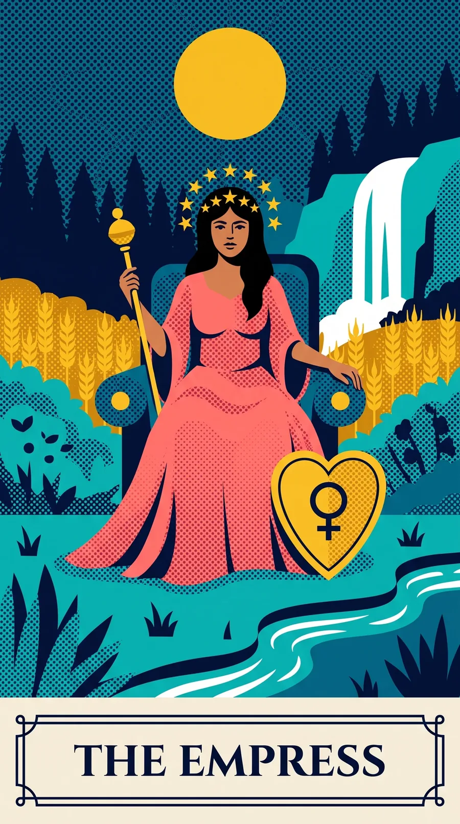 The Empress tarot card from the Halftone Arcana deck