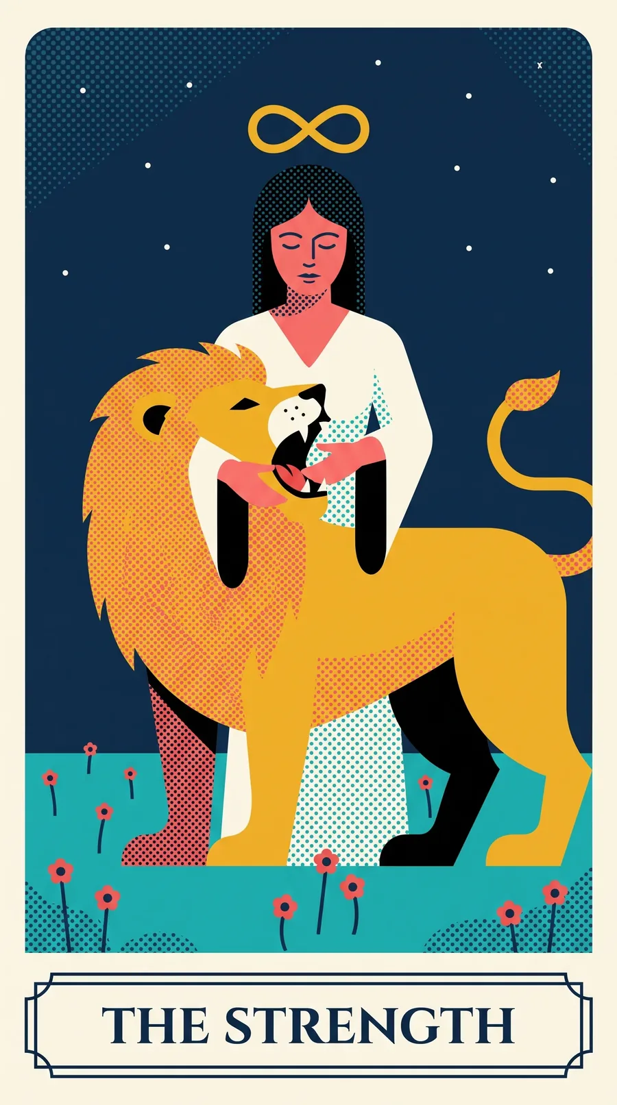 Strength tarot card from the Halftone Arcana deck