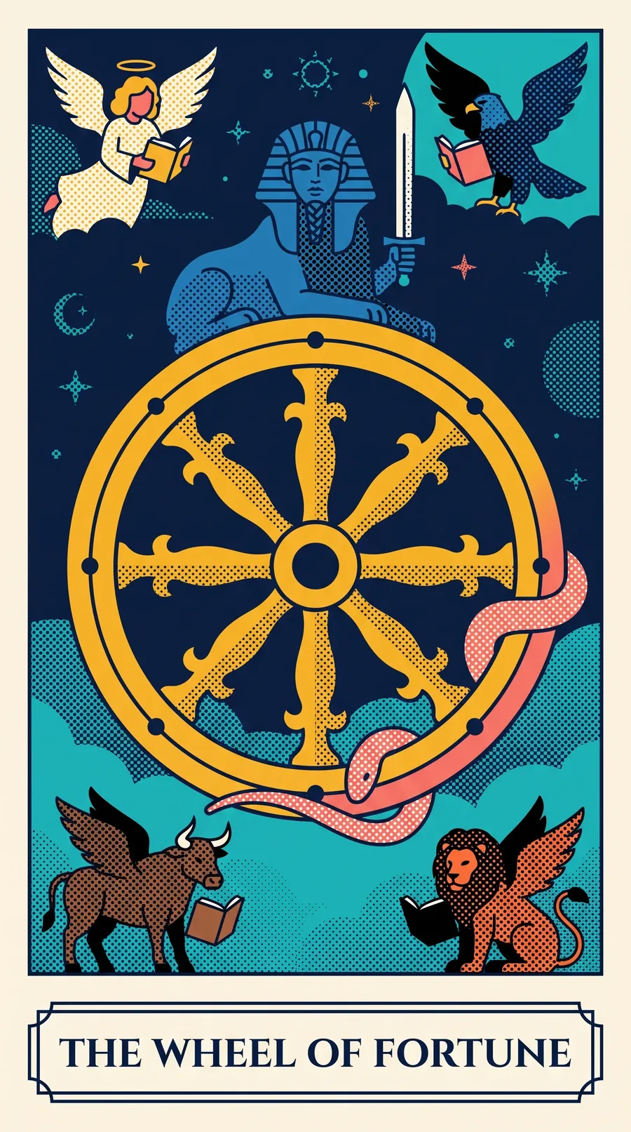 Wheel of Fortune tarot card from the Halftone Arcana deck