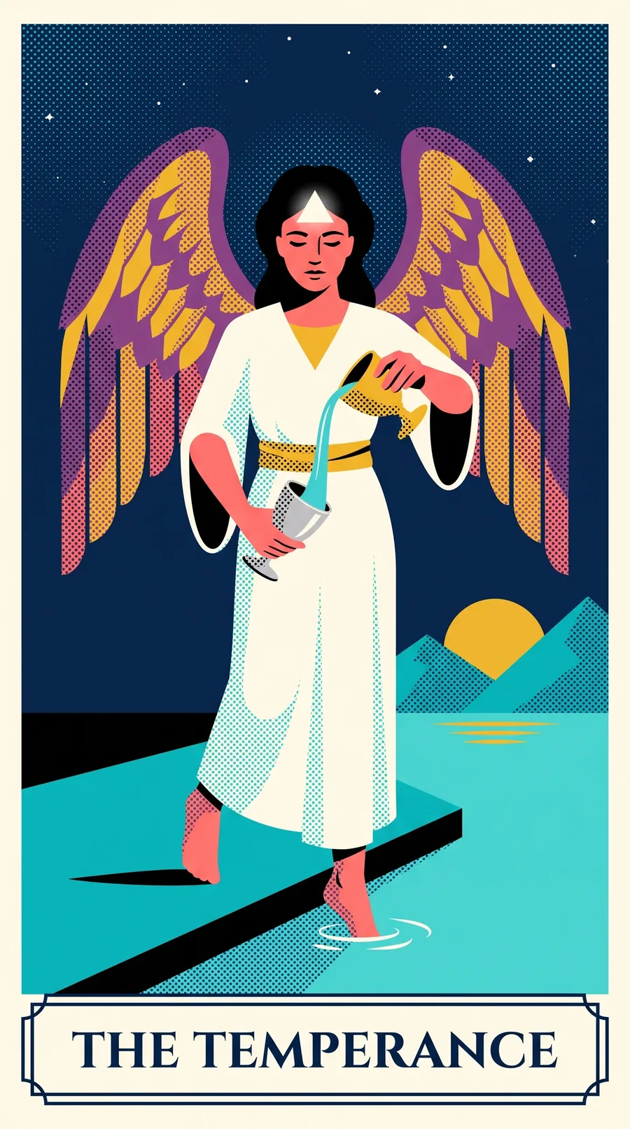 Temperance tarot card from the Halftone Arcana deck