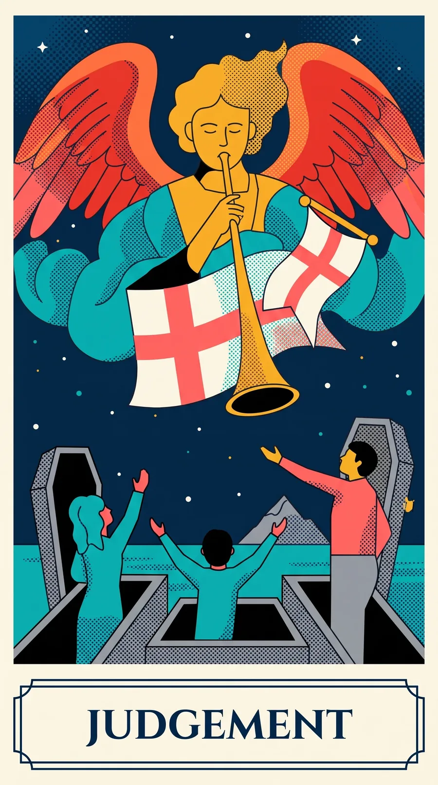 Judgement tarot card from the Halftone Arcana deck